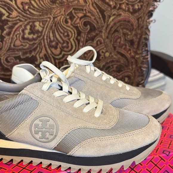 Tory Burch Taupe and Charcoal Sneakers - Picture 2 of 5